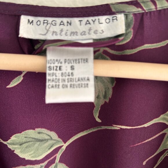 Morgan Taylor Intimates Short Kimono Wrap Robe Womens S/M Purple Floral Satin - Picture 6 of 7